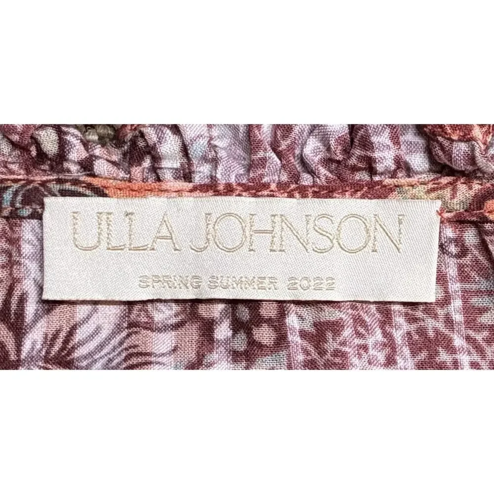 Ulla Johnson Sandalwood Long-Sleeve Manet Blouse Floral Print Rust Color Size 4